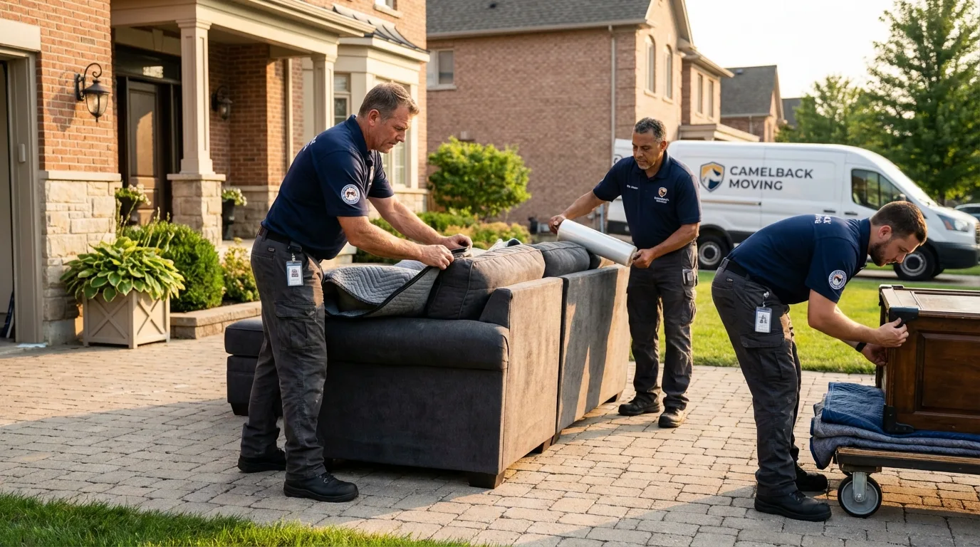 Large estate moving crew wrapping furniture in Swannanoa, NC